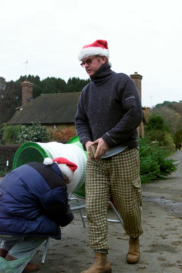 01/12/2001 -Ever wondered what Chris Evans has been doing since being sacked by Virgin.  We can exclusively reveal that he has set up shop to sell Christmas trees outside his local public house in Hascombe