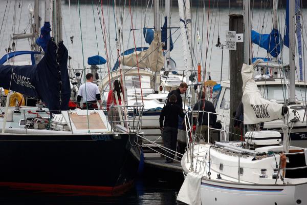 24th April 2006 HRH Prince William at the Joint Services Adventure Sailing Training Centre, Haslar Marina, Gosport, today with colleagues from the RMA Academy Sandhurst as part of their officer training  .