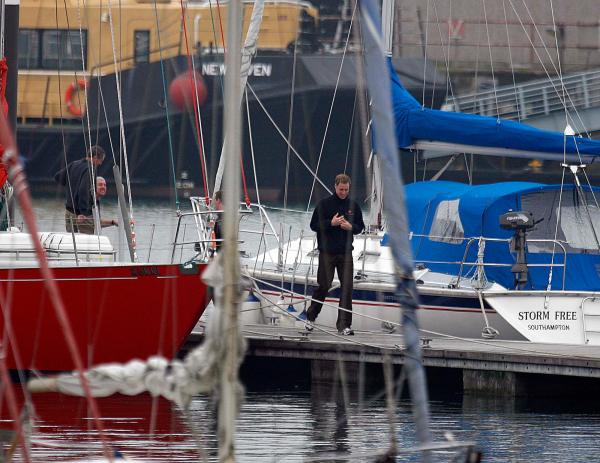 24th April 2006 HRH Prince William at the Joint Services Adventure Sailing Training Centre, Haslar Marina, Gosport, today with colleagues from the RMA Academy Sandhurst as part of their officer training  .