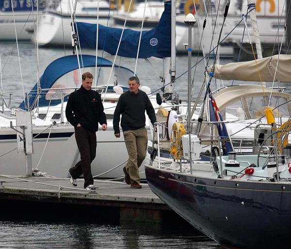 24th April 2006 HRH Prince William at the Joint Services Adventure Sailing Training Centre, Haslar Marina, Gosport, today with colleagues from the RMA Academy Sandhurst as part of their officer training  .