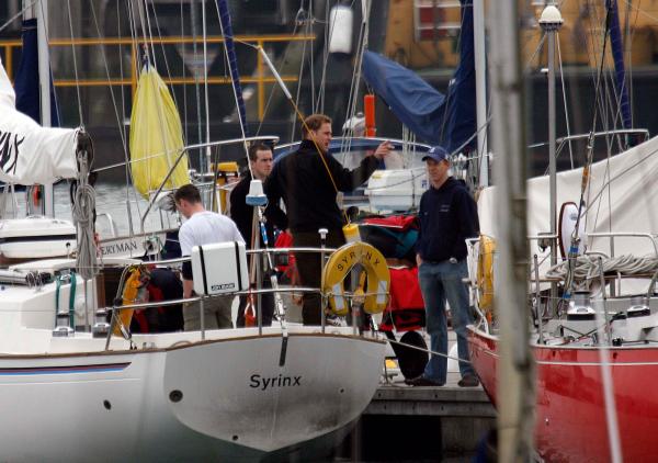 24th April 2006 HRH Prince William at the Joint Services Adventure Sailing Training Centre, Haslar Marina, Gosport, today with colleagues from the RMA Academy Sandhurst as part of their officer training  .