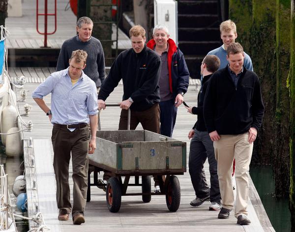 24th April 2006 HRH Prince William at the Joint Services Adventure Sailing Training Centre, Haslar Marina, Gosport, today with colleagues from the RMA Academy Sandhurst as part of their officer training  .