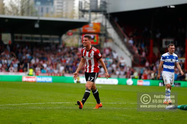 21/04/2018. Brentford v Queens Park Rangers SkyBet Championship Action from Griffin Park.  Brentford's Sergi CANOS