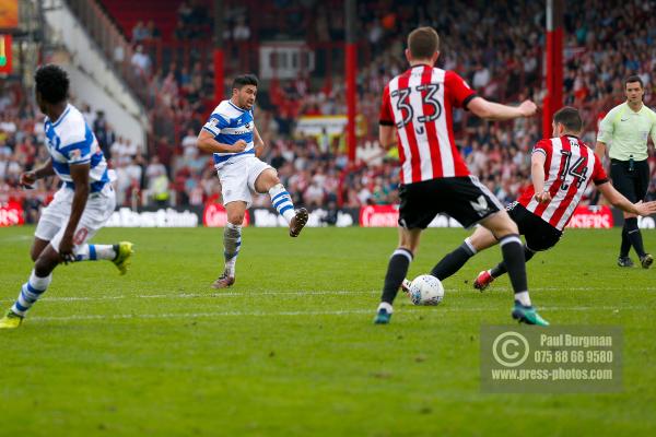 21/04/2018. Brentford v Queens Park Rangers SkyBet Championship Action from Griffin Park.  QPR’s Massimo LUONGO shoots