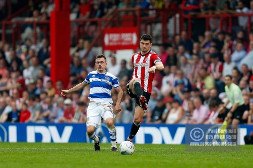 21/04/2018. Brentford v Queens Park Rangers SkyBet Championship Action from Griffin Park.  Brentford's John EGAN