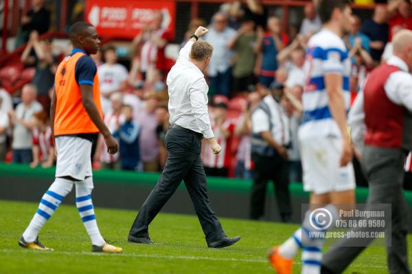 21/04/2018. Brentford v Queens Park Rangers SkyBet Championship Action from Griffin Park.  Brentford's Manager Dean SMITH salutes the fans